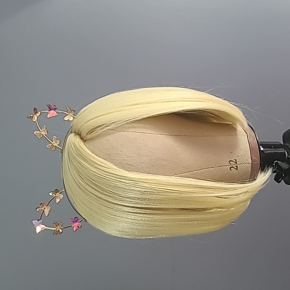 Blonde synthetic symmetrical bob